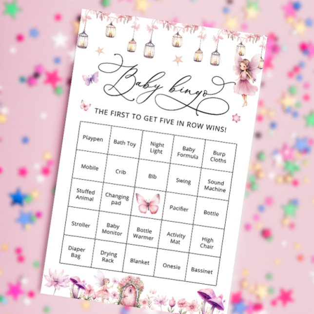 Wildflowers Fairy Cute Baby Shower Bingo Game (Creator Uploaded)
