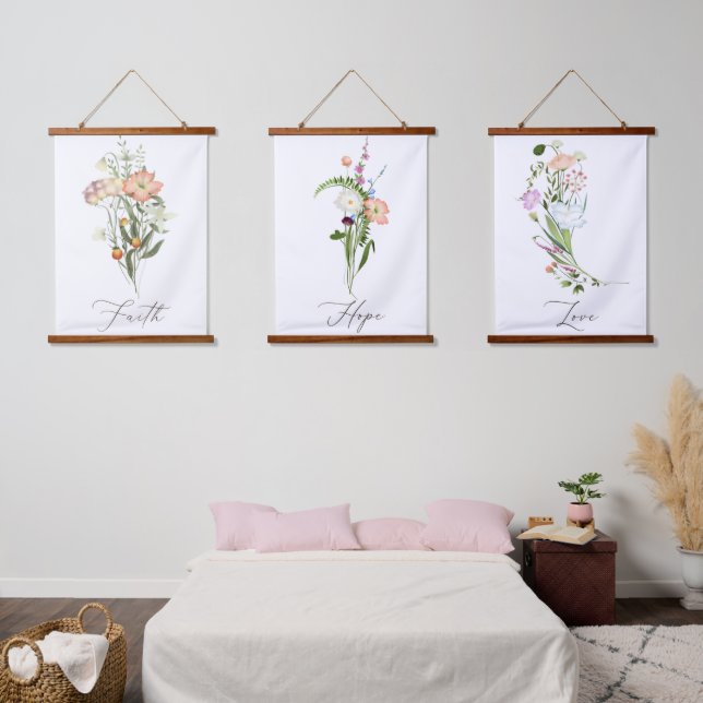 Wildflowers faith Hope Love hanging tapestry (Bedroom)