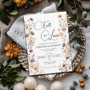 Wildflowers Fall in Love Elegant Wedding Invitation