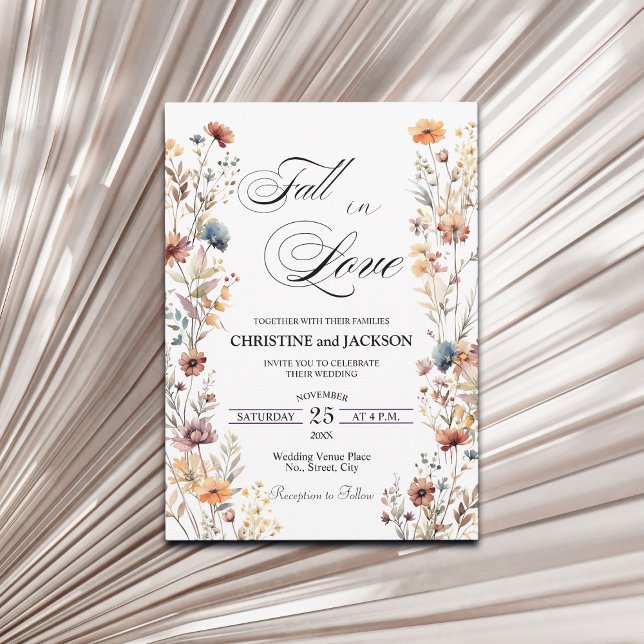  Wildflowers Fall in Love Elegant Wedding  Invitation (Creator Uploaded)