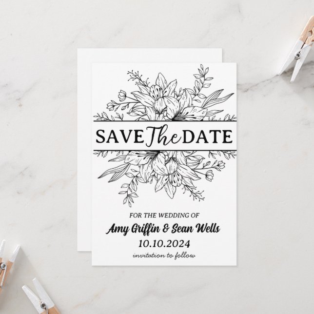 wildflowers fall save the date cards (Front/Back In Situ)