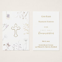 wildflowers First Holy Communion remembrance card
