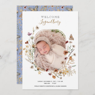 Wildflowers Floral Add Photo New Baby Birth  Annou Announcement