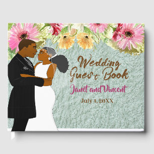 Wildflowers Floral African American Couple Guest Book