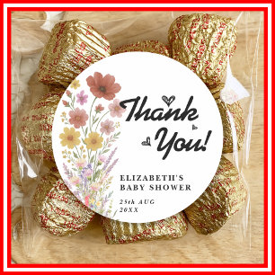 Wildflowers Floral Boho Baby Favour Classic Round Sticker