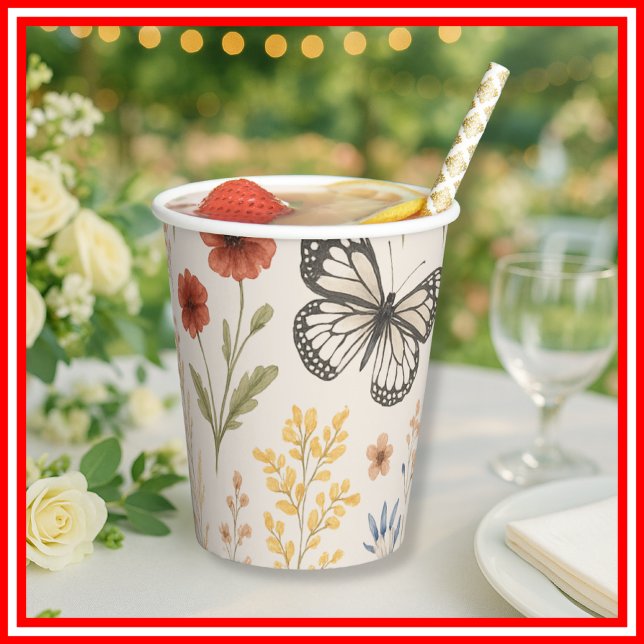 Wildflowers Floral | Boho Butterfly Paper Cups (Creator Uploaded)