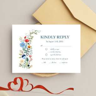 Wildflowers Floral Boho Wedding RSVP Card
