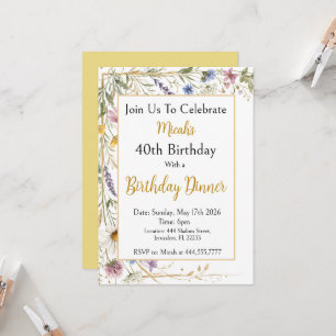 Wildflowers Floral Botanical Watercolor, Foliage Invitation