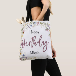 Wildflowers Floral Botanical Watercolor, Foliage Tote Bag