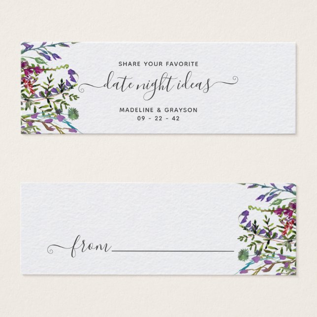 Wildflowers Floral Bridal Shower Date Night Card  (Front & Back)