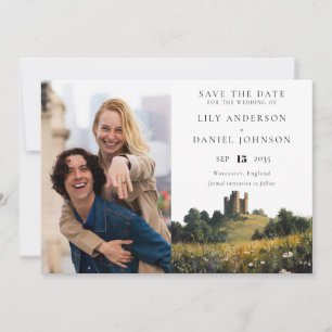 Wildflowers Floral Castle Photo Wedding Save The Date