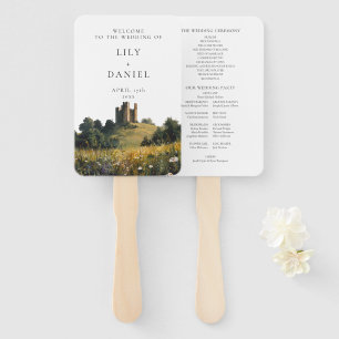 Wildflowers Floral Castle Wedding Program Hand Fan