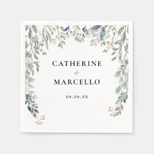 Wildflowers Floral Elegant Modern Wedding Napkin