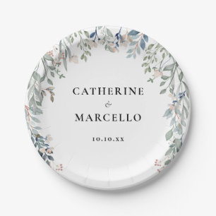 Wildflowers Floral Elegant Modern Wedding Paper Plate