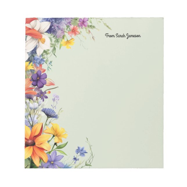 Wildflowers Floral Garden Personalised  Notepad (Front)