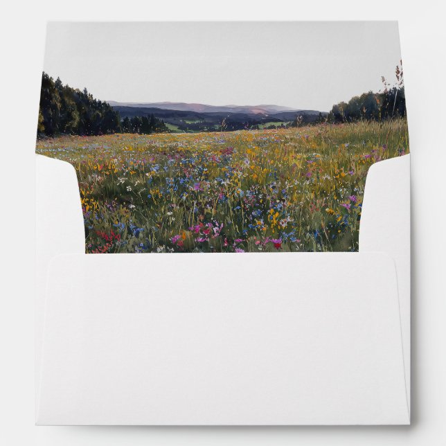 Wildflowers Floral Meadow Wedding Return Address Envelope (Back (Bottom))