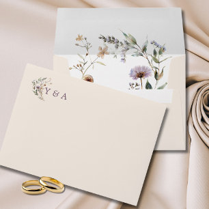 Wildflowers Floral Modern Wedding Envelope