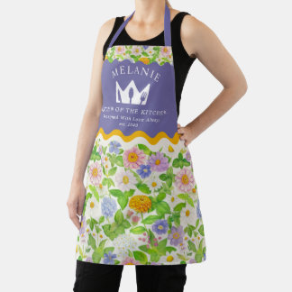 Wildflowers Floral Pattern Queen of the Kitchen  Apron