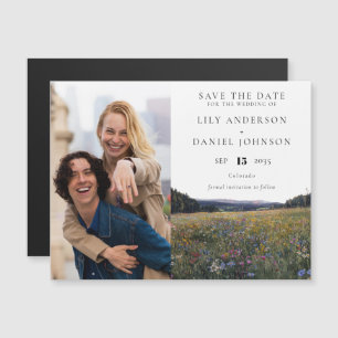 Wildflowers Floral Photo Wedding Save The Date Magnetic Invitation