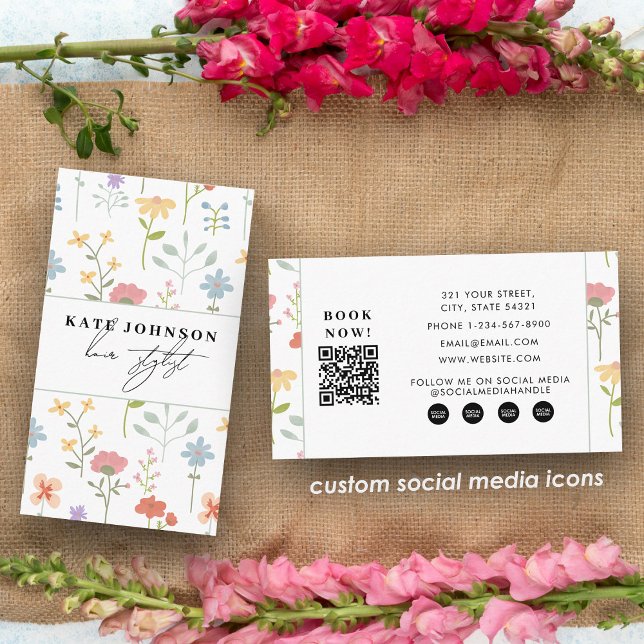 Wildflowers Floral Salon Hair Stylist Makeup Business Card (Wildflowers Floral Salon Hair Stylist Makeup Business Card)