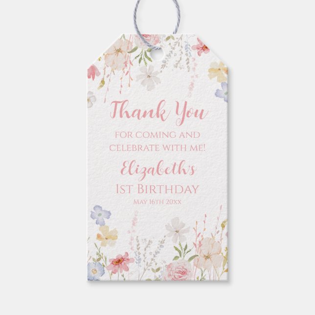 WILDFLOWERS Floral spring Favor tag (Front)