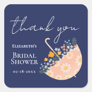 Wildflowers Floral Umbrella Garden Bridal Shower Square Sticker