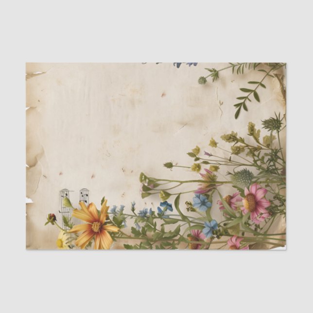 Wildflowers floral vintage music sheet ephemera (Front)