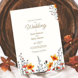 Wildflowers Floral Wedding Invitation   Fall Colou