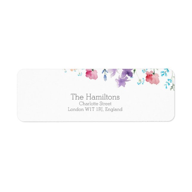 Wildflowers Floral Wedding Return Address Label (Front)