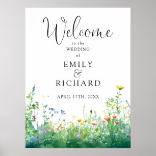 Wildflowers Floral Wedding Welcome Sign