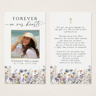 Wildflowers Forever Hearts Cross Photo Prayer Card