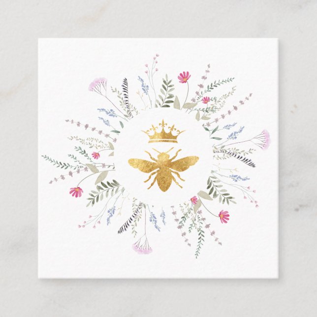 wildflowers frame Queen Bee Square Business Card (Front)
