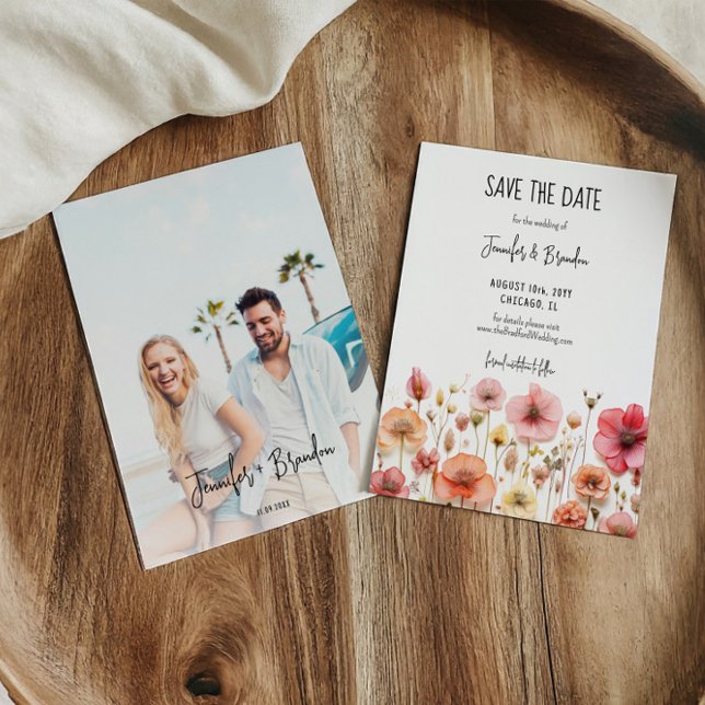 Wildflowers fresh pressed Save the Date Photo Invitation (Creator Uploaded)