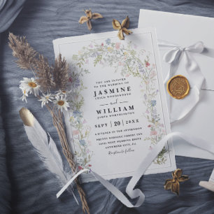 Wildflowers Garden Arch Rustic Elegant Wedding Invitation