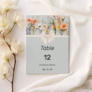 Wildflowers garden botanical floral Table Numbers