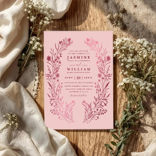 Wildflowers Garden Elegant Modern QR Code Wedding Invitation