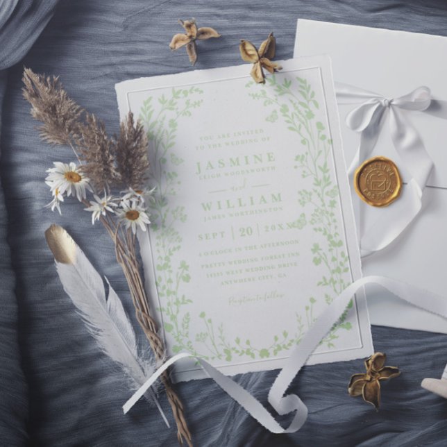 Wildflowers Garden Elegant Modern Rustic Wedding Invitation (Creator Uploaded)
