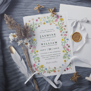 Wildflowers Garden Elegant Rustic Modern Wedding Invitation