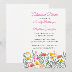 Wildflowers Garden Floral Wedding Rehearsal Dinner Invitation