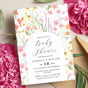 Wildflowers Garden Girl Baby Shower Invitation