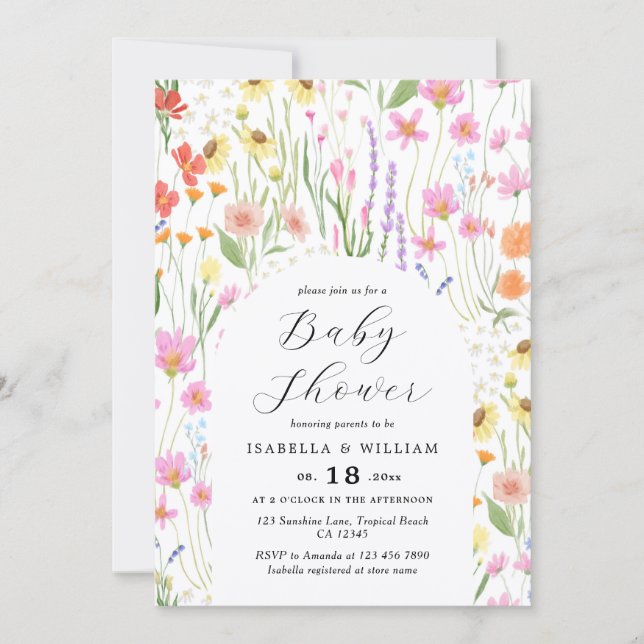 Wildflowers Garden Girl Baby Shower Invitation (Front)