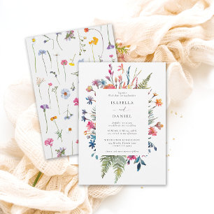 Wildflowers Garden Happy Colourful Modern Wedding Invitation