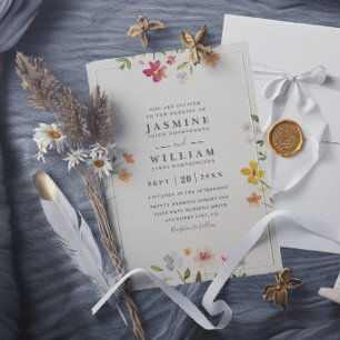 Wildflowers Garden Rustic Elegant Modern Wedding Invitation