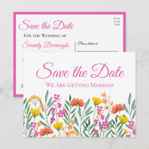 Wildflowers Garden Wedding Floral Save The Date  Postcard