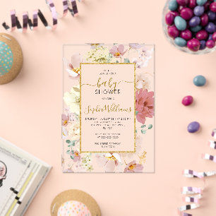 Wildflowers Gentle Floral Baby Shower Acrylic Invitations