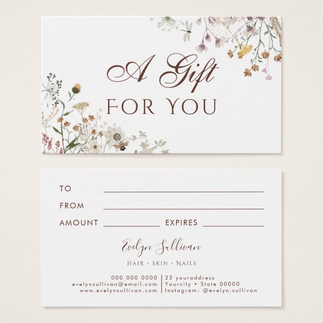 Wildflowers gift card (Front & Back)