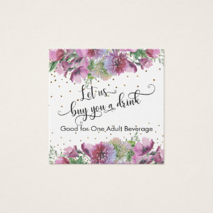 Wildflowers Gold Confetti Typography Drink Tickets