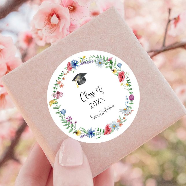 Wildflowers Graduation Classic Round Sticker (Creator Uploaded)