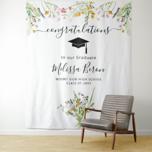 Wildflowers Graduation Photo Backdrop Photo booth Tapestry