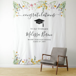 Wildflowers Graduation Photo Backdrop Photo booth Tapestry